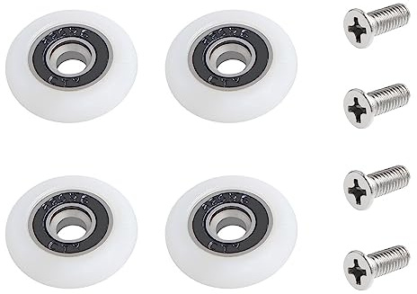 Qikuver 23mm Duschtürrollen, 4 Stück Duschtürrollen Duschkabine Rollen, Ersatzteile Duschkabinen Duschtür Schiebetür Ersatzrollen für Duschkabinentür, Obere und Untere Ersatzteile (23MM)