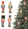POPOYU Nussknacker Figuren Set Weihnachten 13cm,4 Stück Rot-Blau-Schwarz Mini Weihnachts Nussknacker Soldaten Ornamente,Nussknacker Figur Holz Weihnachtsbaum Anhänger,Nussknacker Figur Baumbehang Deko