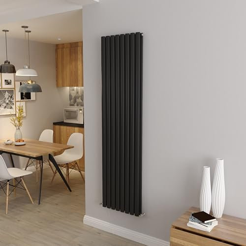 Acezanble∣Oval Column Radiator 1800x472mm Vertical Radiator Black Double Column Central Heating Radiators Modern Designer Radiators