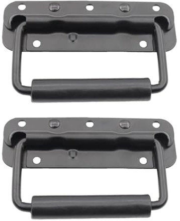 ORTAVA 2 Stück Klappgriff, Gefedert Kistengriff Kaltgewalzter Edelstahl, Hardware Boxen Bügelgriff, Koffergriff, Tragegriff Schwarz für Toolbox Tür (140mm)