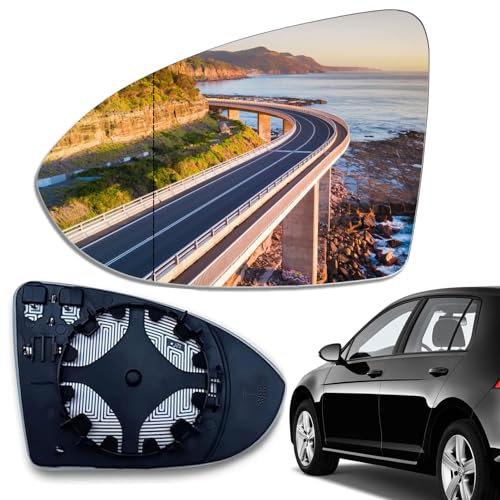 Cristal de espejo retrovisor izquierdo para Golf 7, apto para Golf 7 izquierdo, Golf 7, lado del conductor, calefactable, cristal de repuesto para Golf 7, con placa de soporte