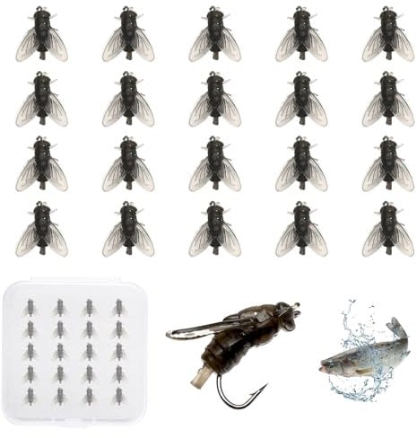 20 Pcs Bionic Fly Fishing Bait Kit with Soft Bait, Attractant, Sharpened Hooks