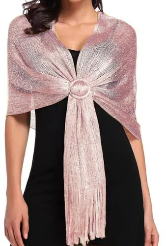 MUNSKT Châles métalliques étincelants avec boucle pour soirée, accessoires élégants pour robes de mariage, châles et écharpes parfaits pour robes de soirée, Taille unique