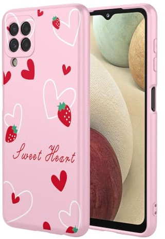 SEAHAI Hülle für Samsung Galaxy A12 / M12, Ultra Dünn Weich Liquid Silikon Stoßfeste Handyhülle, Stilvoll TPU Schutzhülle mit Niedlichen Blüten und Tierischen Mustern - Rosa S07