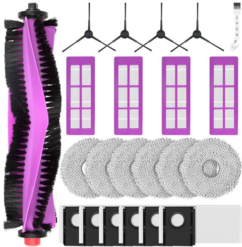 22 Pièces Accessoires pour L'aspirateur Robot Eureka J15 Pro Ultra, 1 Brosse Principale 6 Chiffon Nettoyage 4 Filtres HEPA 6 Sacs à Poussière 4 Brosses Latérales 1 Brosse de Nettoyage