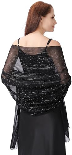 Ladiery Damen Schals und Tücher für Abendkleider, Leichtes Weiches Chiffon mit Glitzernden Strasssteinen, Formelle Schals und Tücher für Hochzeiten