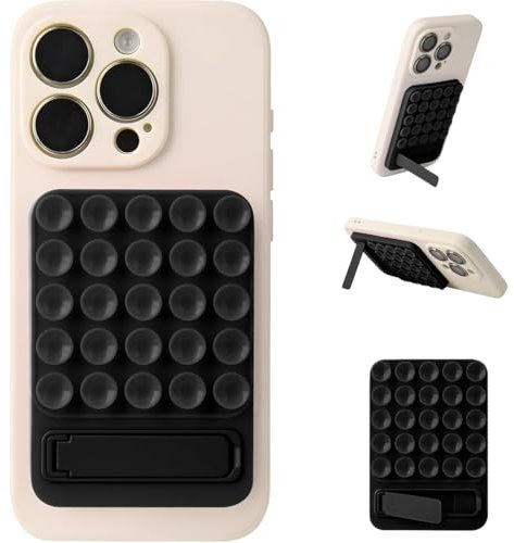 Aufklappbarer Silikon Handyhalterung für den Schreibtisch, Multifunktional Handy Saugnapf Halterung,Klappbar und Rutschfest,Handy Saugnapf, Geeignet für alle Gängigen Smartphones,Schwarz