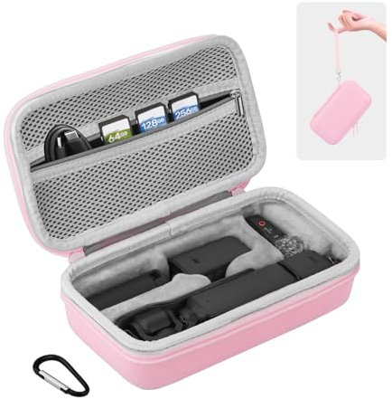BRDRC Osmo Pocket 3 - Sac de transport portable - Sac de rangement rigide pour DJI Osmo Pocket 3 Creator Combo - Accessoires d'appareil photo avec poignet et mousqueton (rose), rose, pour dji osmo