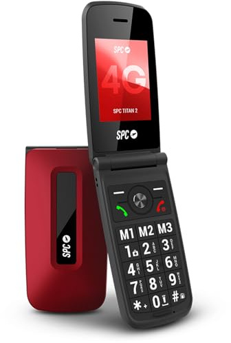SPC Titan 2 – Teléfono móvil de Tapa para Mayores con 4G, Teclas Grandes, Timbre Alto 105dB y Pantalla 2,4” | Fácil de Usar y configuración remota | 3 memorias directas | Batería hasta 7 días - Rojo