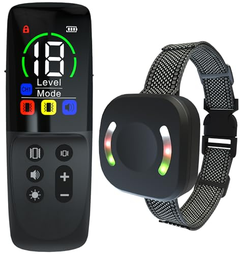 Meloive Collar de Adiestramiento para Perros | Collar Recargable con Rango de Control Manual 3000 Metros,4 Modos de Adiestramiento Luz LED/Sonido/Vibración/Fuerte Vibración