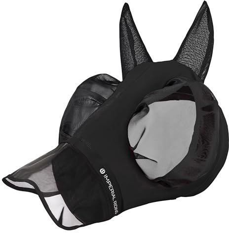 Imperial Riding Fliegenmaske „Trail Ride“ mit Nasenschutz, Schwarz, Cob