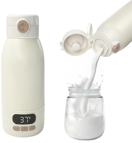 Calienta Biberones Portatil USB Recargable con Control 37°C – Calentador de Biberones y Leche Materna, Termo Biberón Bebé Acero Inoxidable, Calentador Leche Portátil Viaje