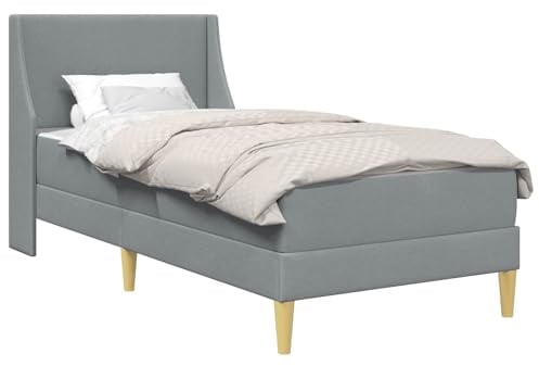 vidaXL Bettgestell mit Matratze Hellgrau 80x 200 cm Polyester, Moderne Bettgestell, atmungsaktives Material, Bequeme Schaummatratze, minimalistisches Design, platzsparend für Dein Schlafzimmer