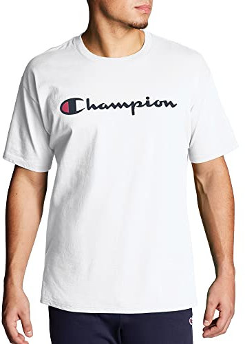 Champion Men's Big & Tall Classic Tee, C Script T-Shirt, Navy, L