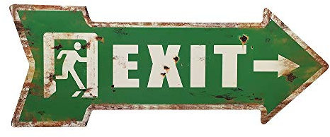 Blechschild EXIT Grün Wegweiser Pfeil Nostalgie Dekoschild Vintage 50x19cm