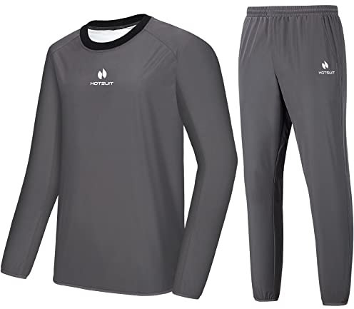 HOTSUIT Vêtements de Sudation Hommes Costume Sauna Survêtement Sauna Gym Sauna Suit Gris-L
