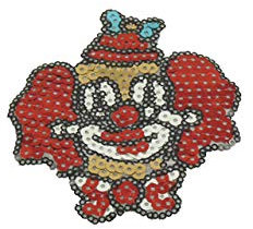 Makotex Bügelbild Pailletten Clown 9x10 cm Köln Clownkopf Karneval Kostüme