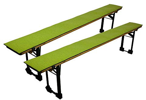 Sensalux Bierbankauflagen, 2er Set, Klettverschluss, Polster für Bierzeltgarnitur, Auflage Grau - Apfelgrün 220cm x 25cm