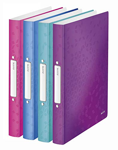 Leitz WOW Ringbuch für bis zu 190 Blatt, A4, 25 mm Rückenbreite, 2 D-Ring Mechanik (4 Farben - SET 2)
