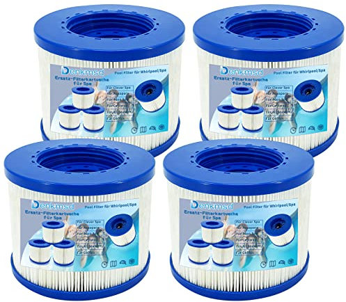 Denkmsd Lot de 4 Filtre de Spa a Visser, Filtre pour Clever Spa, Cartouche Filtre à Vis pour Spa Gonflable Pas De Vis 60mm, Cartouche Filtre pour Spa, Filtre Spa lumix, Compatible pour Cosy Spa