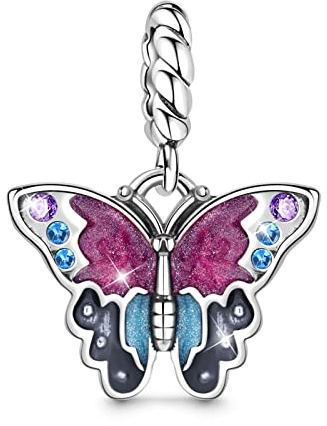 GNOCE Schmetterling Anhänger Charm Sterling Silber baumeln Charm Bead Fit Armband/Halskette Geschenk für Frauen Mädchen Tochter
