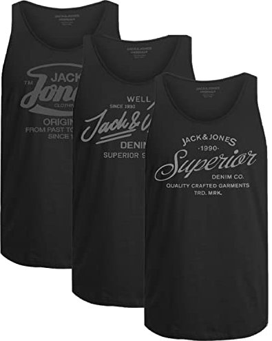 JACK & JONES Herren Tank-Tops Vielfältige Prints | Schmale Passform und atmungsaktive Baumwolle (3er Mix TT - 5 (3er Nala TT, XL))