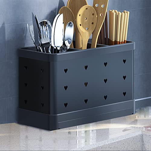 Hosoncovy Soporte de secado de cubiertos para encimera, escurridor de cubiertos, caja de soporte de mesa, tenedor separado, palillos, almacenamiento de cocina, organizador de utensilios (negro)