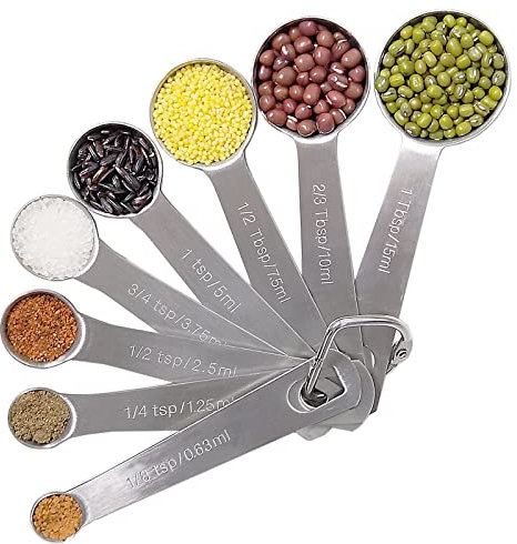 Measuring Spoons Sets Tablespoon Measuring Spoon Metal Scoop Stainless Steel Teaspoons Set of 8, Engraved Scale Spoon for Liquid & Dry Ingredients, Kitchen Utensils for Baking Fit in Spice Jars