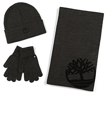 Timberland Herren Muffler, Cuffed, and Magic Glove Set Beanie-Mütze, Anthrazitgrau, Einheitsgröße
