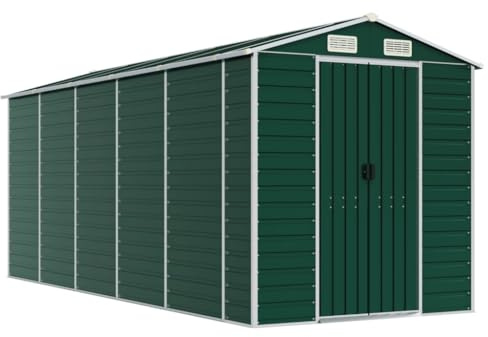vidaXL Gerätehaus Grün 191x470x198 cm Verzinkter Stahl