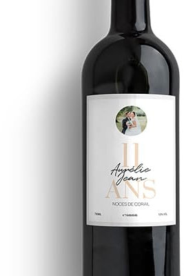 CADEAUX.COM - Bouteille de vin personnalisée anniversaire de mariage - Noces de Corail
