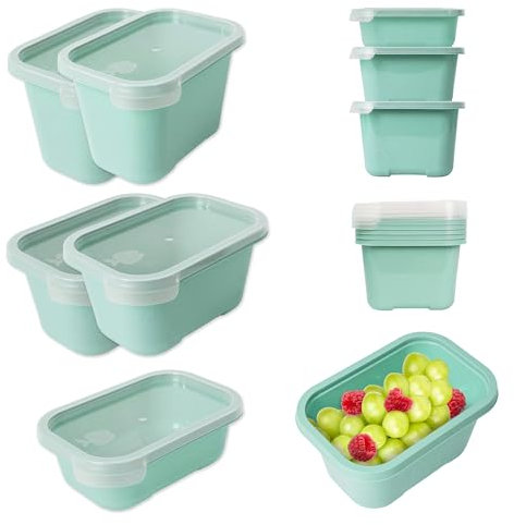 Mypicompany. Recipientes Herméticos para Alimentos, 5 Piezas (1x500ml + 2x750ml + 2x1000ml). Envases para Alimentos Aptos para Microondas y Lavavajillas. Envases de Plastico con Tapa Color Verde.