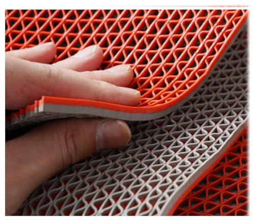 LYXXW Outdoor Non-slip Drainage Matting, Wet Area Heavy Duty Rubber Matting Cut to Size Commercial S Shaped Swimming Pool Entrance Matting 0.9x3 M for Bathrooms, Pools,orange and gray