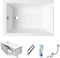 ECOLAM Petite baignoire rectangulaire acrylique Capri Polimat 120x70 cm + revêtement en polystyrène | siphon automatique pieds et silicone