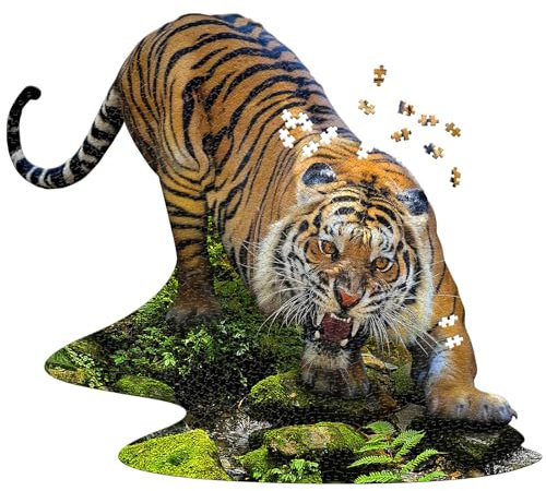 Madd Capp Animal Shaped 1000 Piece Jigsaw Puzzle - I Am Zebra, Tiger or Dragon Shaped Jigsaw For Ages 12+ Years (Tiger)