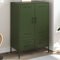 Willood Highboard, Sideboard mit Stauraum, Kommode Anrichte Verstellbare Schraubfüße, Beistellschrank Schrank, Industrie-Stil, Olivgrün 68x39x101,5 cm Stahls