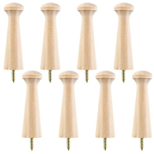 Xinjoduz 8 Stück Wandhaken Holz Garderobenhaken Holz Holzhaken Wandhaken zum Schrauben Hölzern Kleiderhaken Vintage Huthaken für Kleidung Hüte Handtücher Garderobenhaken Einzeln