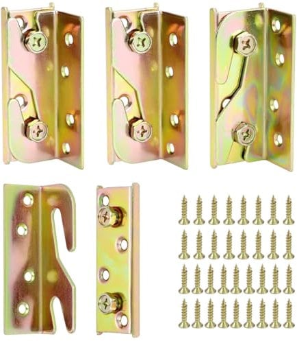 4 Stück Bettverbinder Einhängebeschlag Schwerlast Bettgeländer Bettbeschlag, Bed Brackets Corner mit Schrauben, Bed Rail Brackets zum Einhängen Bettgeländer Bettwinkel Eckverbinder