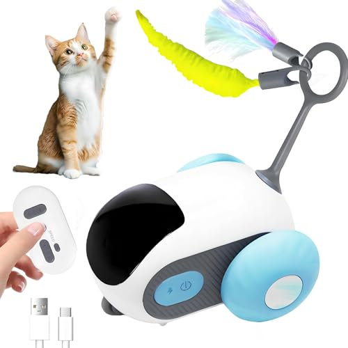 Pixibond Remote Control Cat Toy, Interactive Cat Toys for Indoor Cats, Automatic Moving and Remote Control RC Mouse Cat Toy Kitten Exercise Toys, Two-Speed Adjustment & USB Rechargeable (Blue)