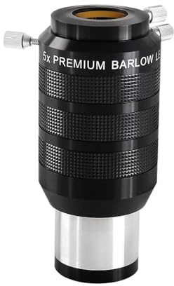 Skyoptikst 5,1 cm (2 Zoll) 5X Barlowlinse 4-Element-APO mit 1,25-Zoll-Adapter – vollständig mehrfach beschichtet mit internem Messingring für 5,1 cm & 3,2 cm Teleskopokular
