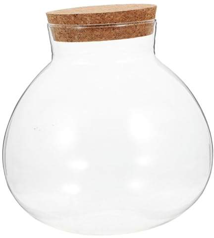 VICASKY Glas Terrarium Kugelflasche mit Weichem Korkverschluss Transparenter Pflanzbehälter für Mikrolandschaft und Ökosystem Dekorativer Flaschengarten ohne Licht Vielseitiger Micro