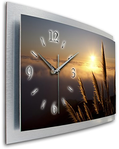 Kreative Feder 3D Designer-Wanduhr Relax Chill Out in modernem Metallic-Design; leise Funkuhr mit Motiv wahlweise in Zwei Größen (Chill Out, 80x40cm; leises Funkuhrwerk)