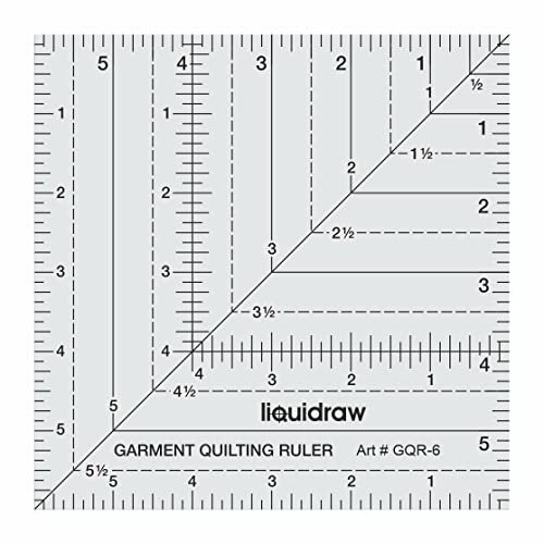 Liquidraw Square Quilting Ruler, Clear Acrylic Template, 6