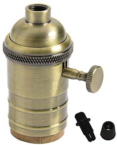 PIANUO Douille Culot de Lampe avec Interrupteur en Cuivre Laiton Vintage Support pour Rétro Edison Style Ampule E27 - Couleur Bronze