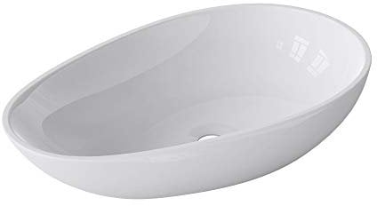 Mai & Mai Vasque à Poser Blanc Ovale Lavabo Salle de Bain Évier Lave Mains sans trop-Plein Col809