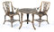 WML 3-Piece Rose Armchair Patio Set – Bistro Table & 2 Chairs – Weather-Resistant Plastic in Antique Bronze – Lightweight & Easy Assembly