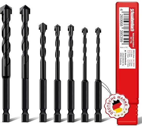 SCHWABENBACH® Mehrzweckbohrer Set 7tlg - Bit Aufnahme 6,3mm, 6-Kant Aufnahme, Bohrer für Beton, Holz, Metall und Kunststoff, Robust und Langlebig, Für alle Bohrmaschinen geeignet