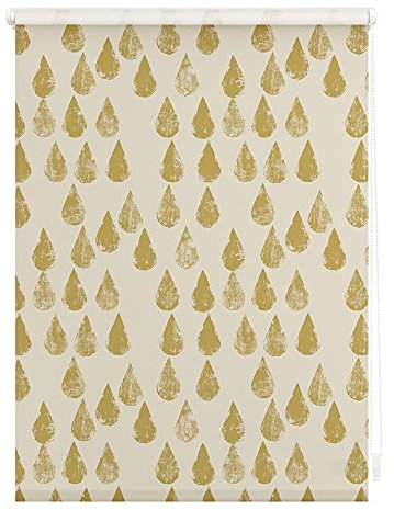 Lichtblick Klemmfix Verdunklungs-Rollo mit Motiv, ohne Bohren, Blickdicht, Seitenzugrollo, Made in Germany, Julia Schumacher, Golden Drops - Gold 120 cm x 150 cm (B x L)