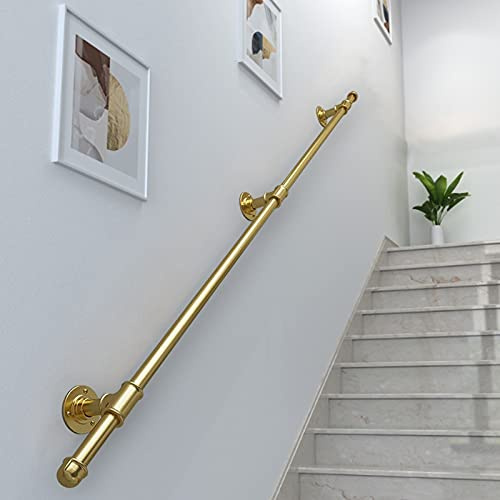 WL-ZZZ Modern Stairs Handrail Banister Railing Support Kit, Outdoor Grab Rail Stairway Railing for Indoor Outdoor Hand Rails Wall Mount, Gold (Size : 11ft/330cm)
