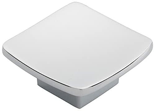Square Curved Cupboard Door Knob - 45 x 45mm - Polished Chrome Cabinet Handle | Small Cupboard Door Knob - Wardrobe Cabinet Pull Handle - Suitable for Lightweight Internal Doors